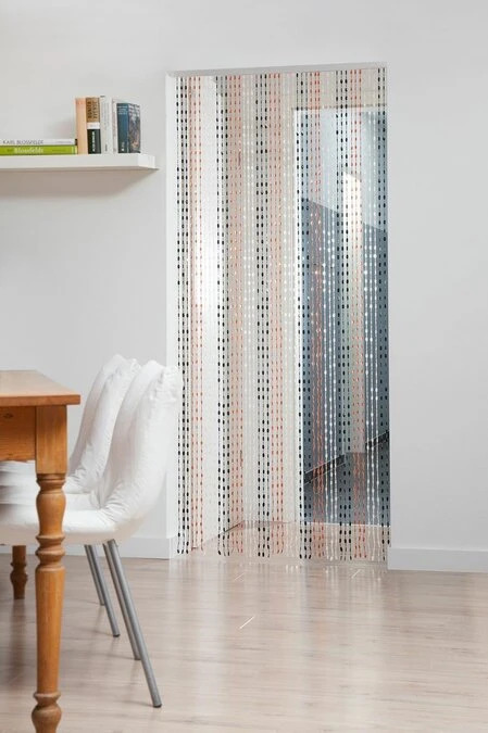 Kralengordijn Zwart/wit/oranje 90x200cm - Afbeelding 2