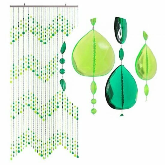 Kralengordijn Druppel Groen 90x200cm - Afbeelding 2