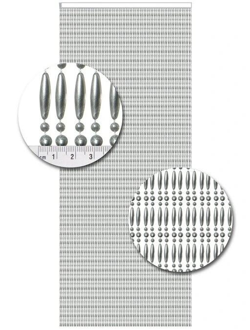 Vliegengordijn Kralen Op Maat: Recht Metallic Zilver - Afbeelding 2