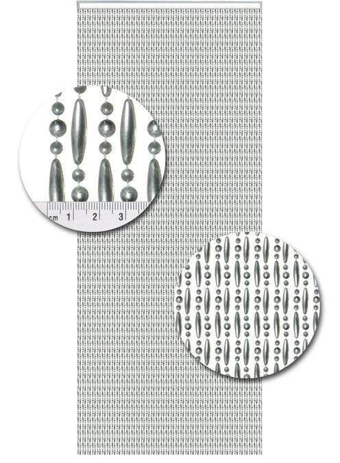 Vliegengordijn Kralen Op Maat: Verspringen Metallic Zilver - Afbeelding 2