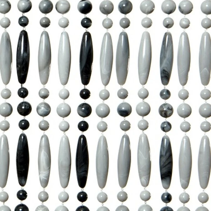 Vliegengordijn Kralen Op Maat: Recht Grijs/wit Gevlamd