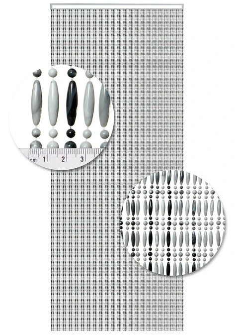Vliegengordijn Kralen Op Maat: Recht Grijs/wit Gevlamd - Afbeelding 2