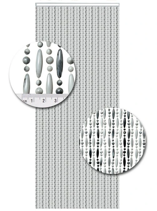 Vliegengordijn Kralen Op Maat: Verspringen Grijs/wit Gevlamd - Afbeelding 2