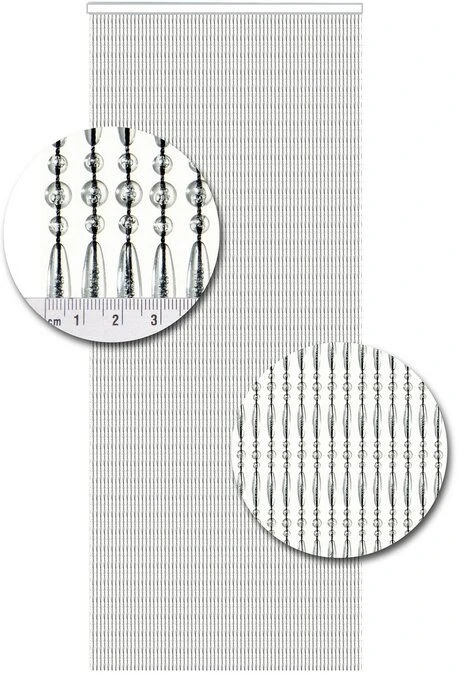Vliegengordijn Kralen Op Maat: Recht Transparant (zwarte Draad) - Afbeelding 2