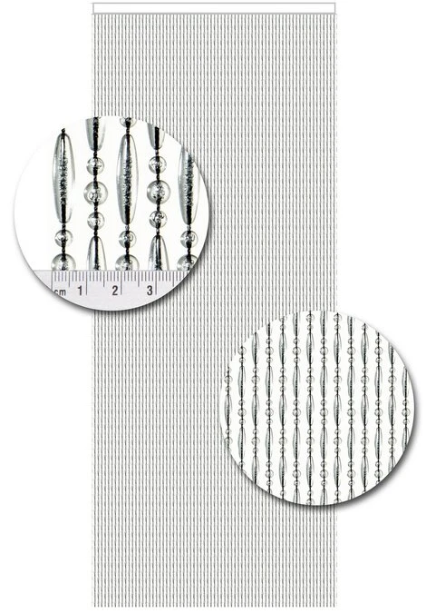 Vliegengordijn Kralen Op Maat: Verspringen Transparant (zwarte Draad) - Afbeelding 2