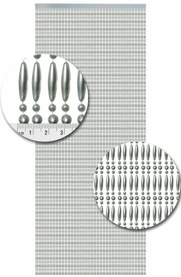 Vliegengordijn Kralen Recht Zilver Metallic 90x210cm - Afbeelding 2