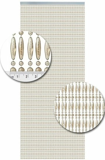 Vliegengordijn Kralen Recht Champagne Transparant 90x210cm - Afbeelding 2