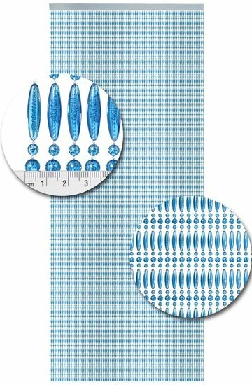 Vliegengordijn Kralen Recht Blauw Transparant 90x210cm - Afbeelding 2
