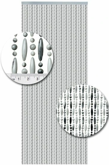 Vliegengordijn Kralen Grijs/wit 90x210cm - Afbeelding 2