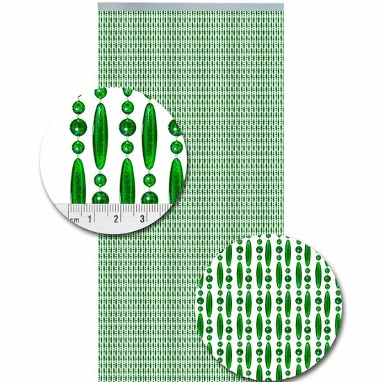 Vliegengordijn Kralen Groen Transparant 90x210cm - Afbeelding 2